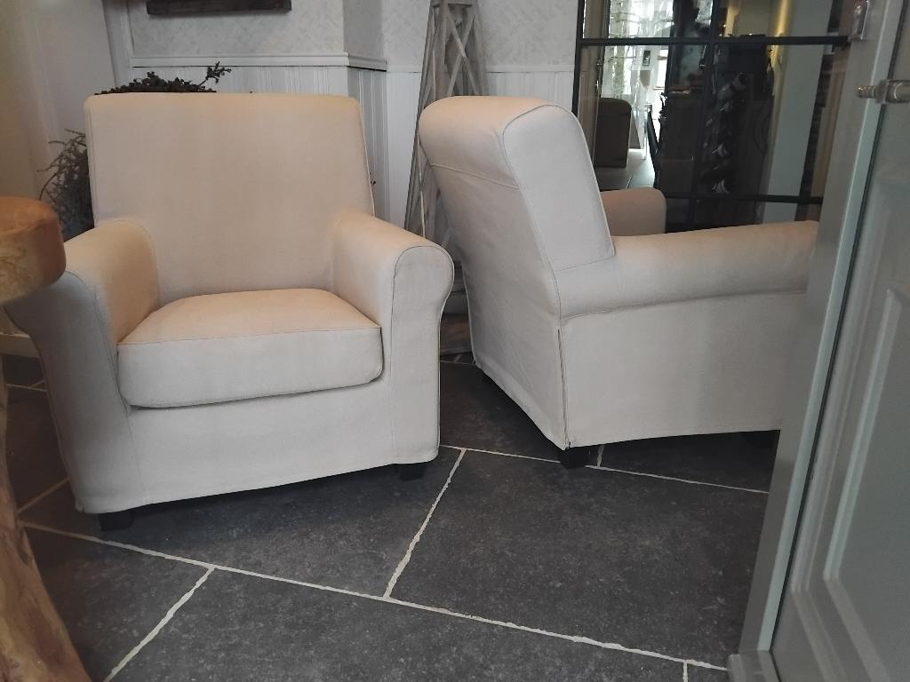 2 zetels in prima staat beige stof, Huis en Inrichting, Ophalen, Gebruikt, Stof