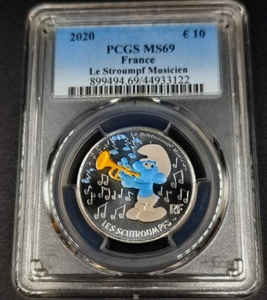 Muzieksmurf – Topkwaliteit PCGS MS69, Ophalen of Verzenden, Zilver