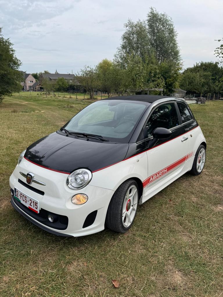 Fiat Abarth 500 Cabrio Tricolor 92.000 km, Autos, Cuir, Achat, Cabriolet, Noir