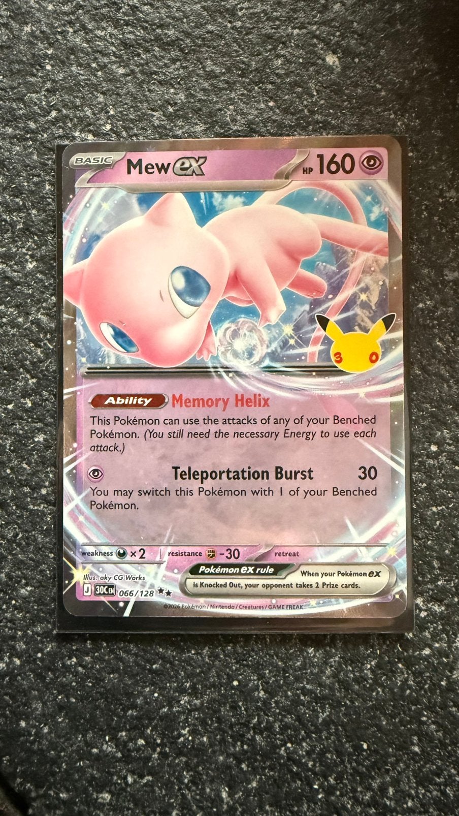 Mew ex 066/128 pokemon 30th anniversary, Ophalen of Verzenden, Nieuw