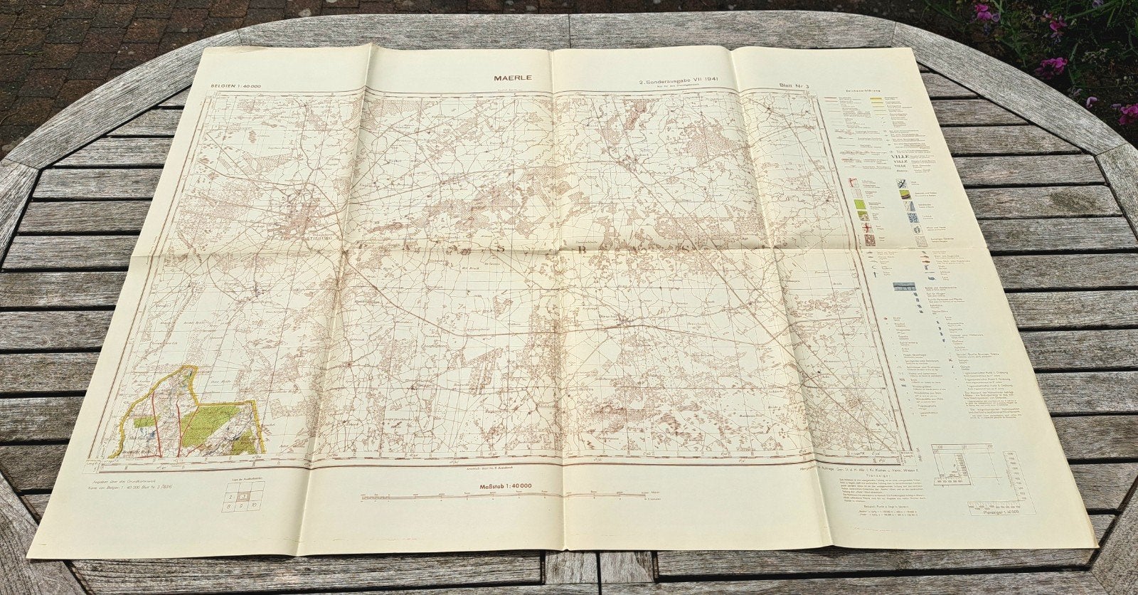 Carte Etat-Major allemande 1941 MAERLE TILBRUG Hollande