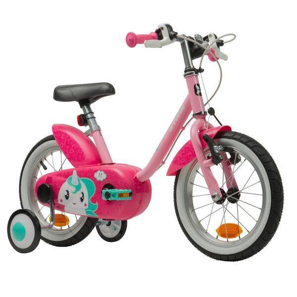 Decathlon Kinderfiets BTwin 500 14inch 3-5jaar + zijwieltjes, Fietsen en Brommers, Ophalen, Zo goed als nieuw, Zijwieltjes