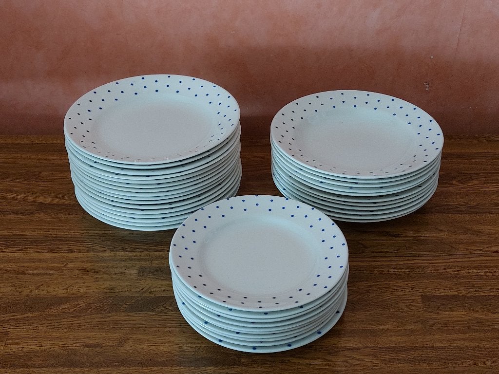 Antiek servies Boch blauwe bolletjes, Antiek en Kunst, Ophalen