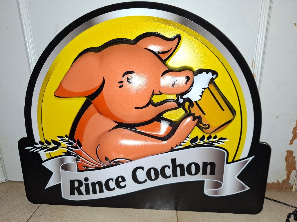 Lichtreclame Rince Cochon, Ophalen of Verzenden, Nieuw, Lichtbak of (neon) lamp