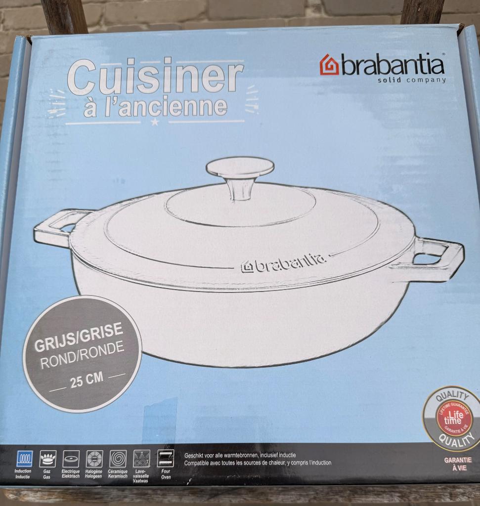 Brabantia gietijzeren sauteer/stoofpan, Gietijzer, Nieuw, Keramische plaat, Ophalen