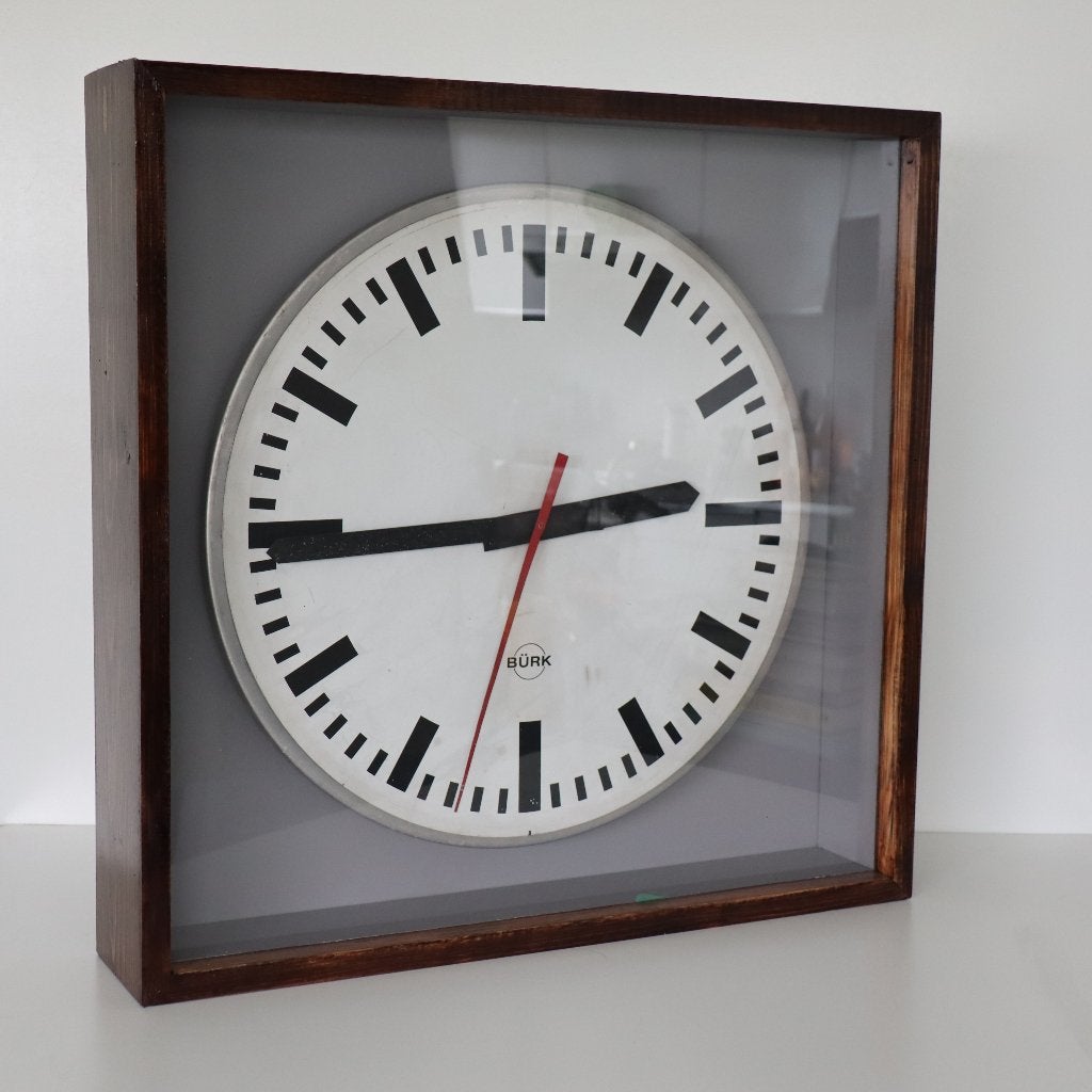 Grote decoratieve Station klok - merk BURK, Huis en Inrichting, Woonaccessoires | Klokken, Gebruikt, Wandklok, Analoog, Vintage