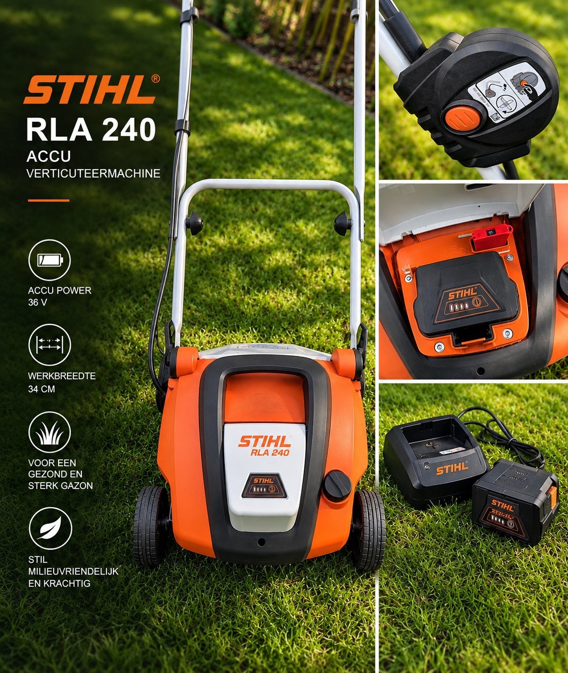 STIHL RLA 240 accu verticuteermachine, Jardin & Terrasse, Enlèvement, Comme neuf, Batterie