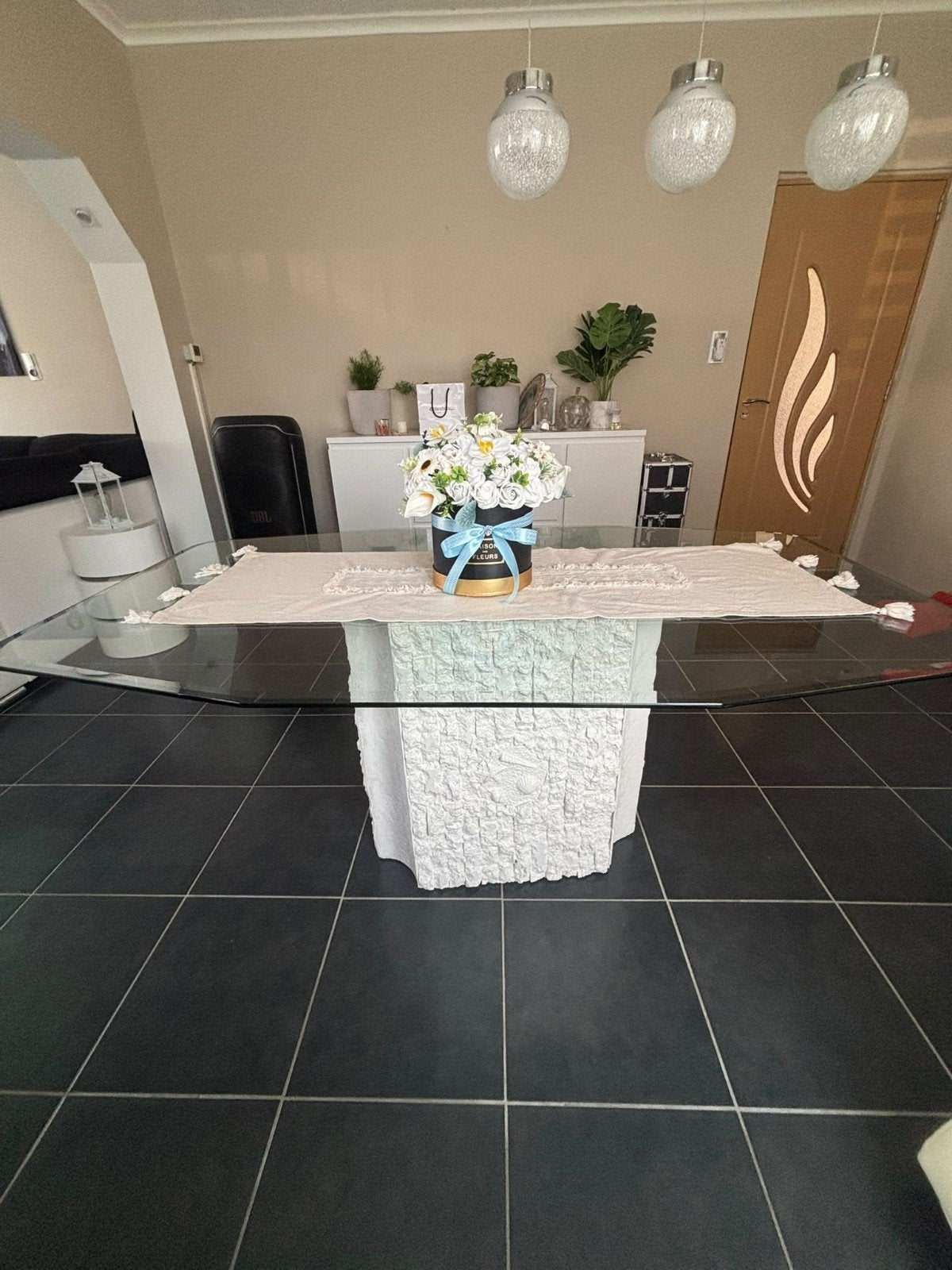 Eettafel voor 6 personen voor de woonkamer, Ophalen, Gebruikt, Vijf personen of meer, Glas