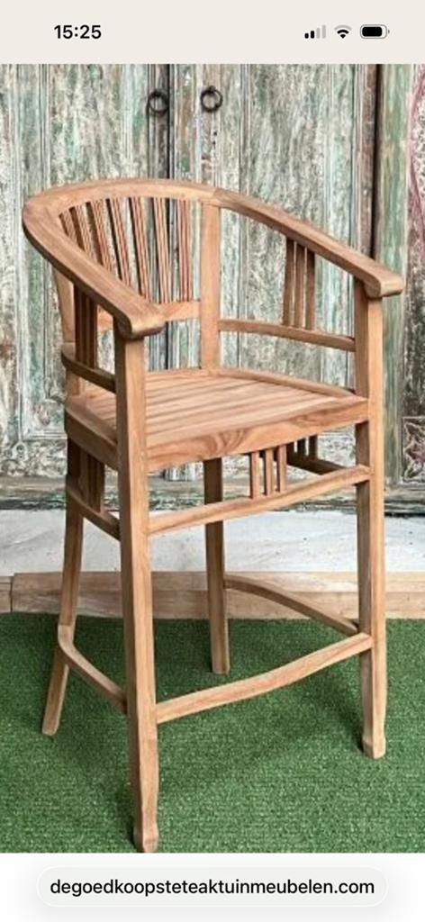 Barset teak met 4 krukken, nieuwe staat, Ophalen, Zo goed als nieuw