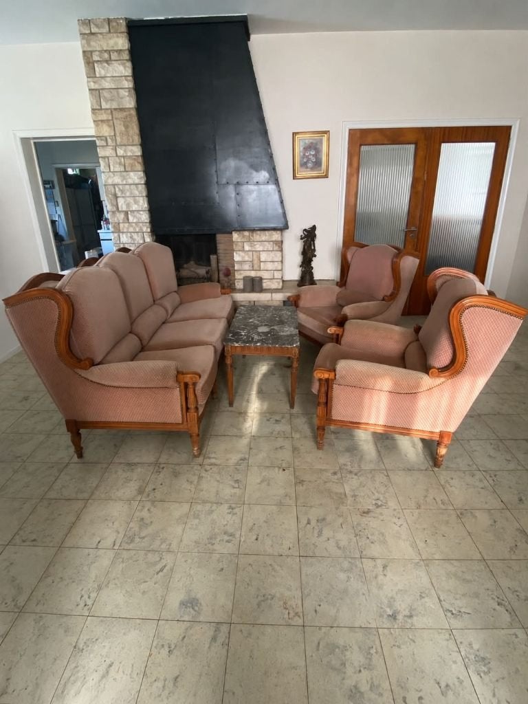 Salon Gedelux Louis XVI–Bois massif–Canapé 180 cm+2 bergères, Maison & Meubles, Canapés | Salons, Trois personnes, Enlèvement