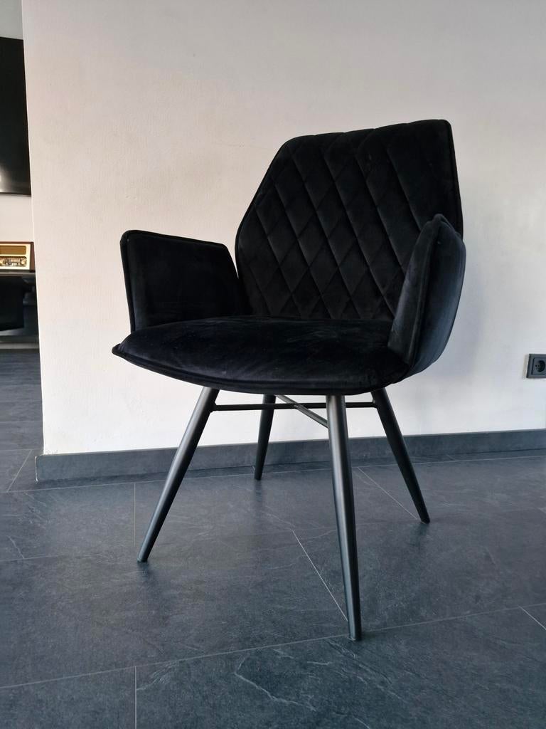 Eetkamerstoel Velvet (4 stuks), Huis en Inrichting, Ophalen, Zwart