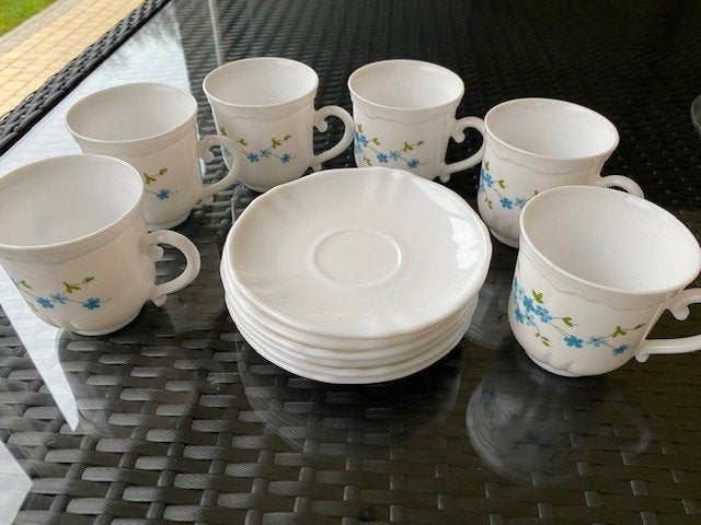Vintage, zes tassen en ondertassen, arcopal, ongebruikt, Enlèvement