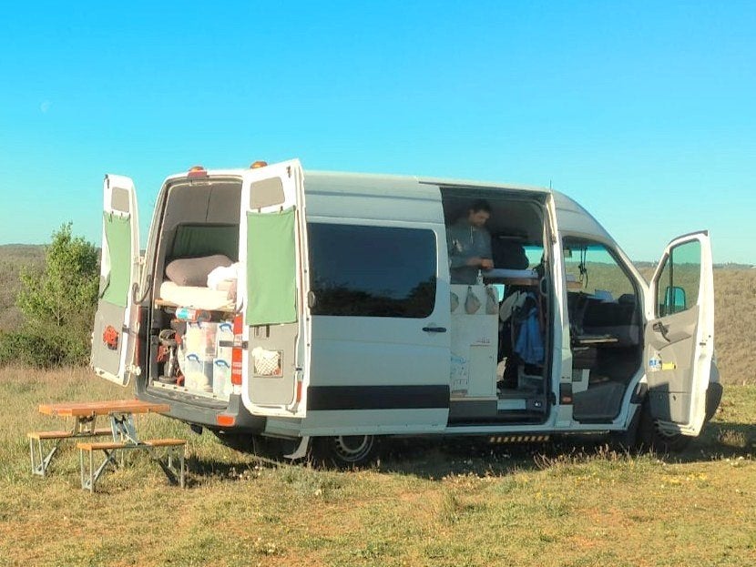 Campervan Mercedes Sprinter surf stealth, Caravans en Kamperen, Mobilhomes, Chemisch toilet, Mercedes-Benz, Particulier, Koelkast