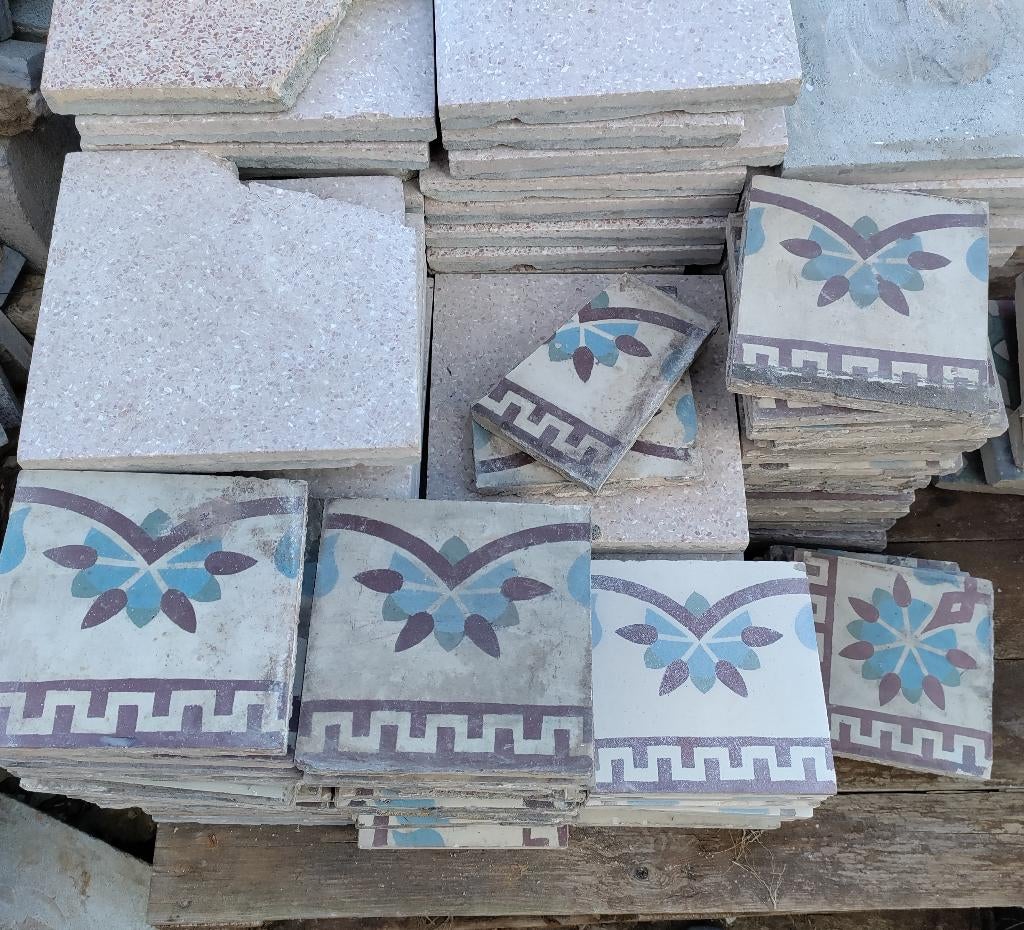 Oude randtegels herenhuis, Bricolage & Construction, Dalles & Carrelages, Utilisé, Carrelage de sol, Autres matériaux, Moins de 20 cm