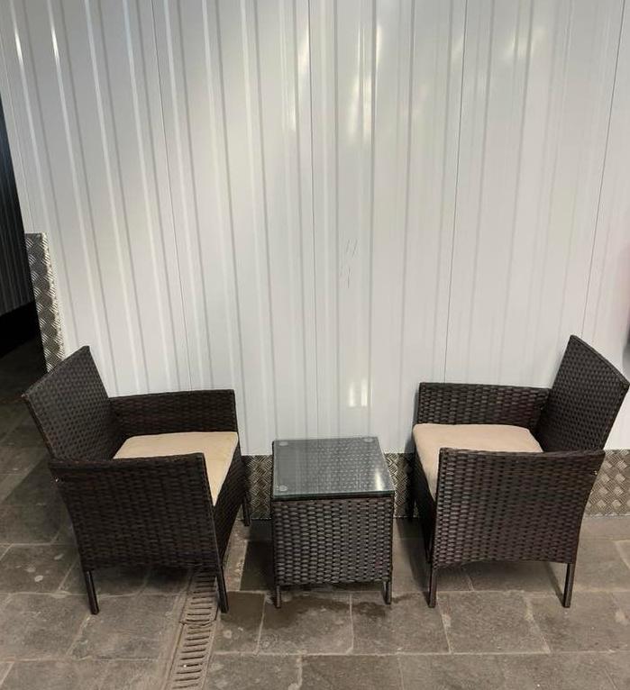 Salon de jardin/terrasse en résine tressée (brun) - 3 pièces, Rotin, Salons de jardin, Comme neuf, Enlèvement
