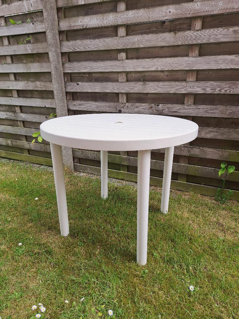 Ronde witte tuintafel, Ophalen, Gebruikt, Rond, Plastic