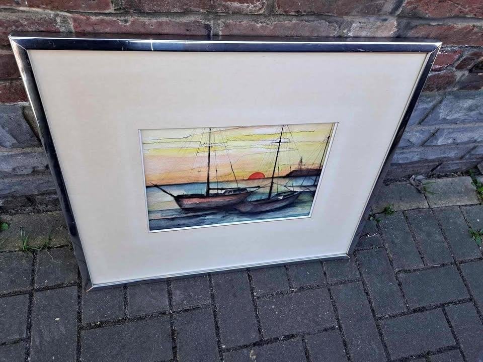 aquarelle bateau signe, Antiquités & Art, Enlèvement, Aquarelle