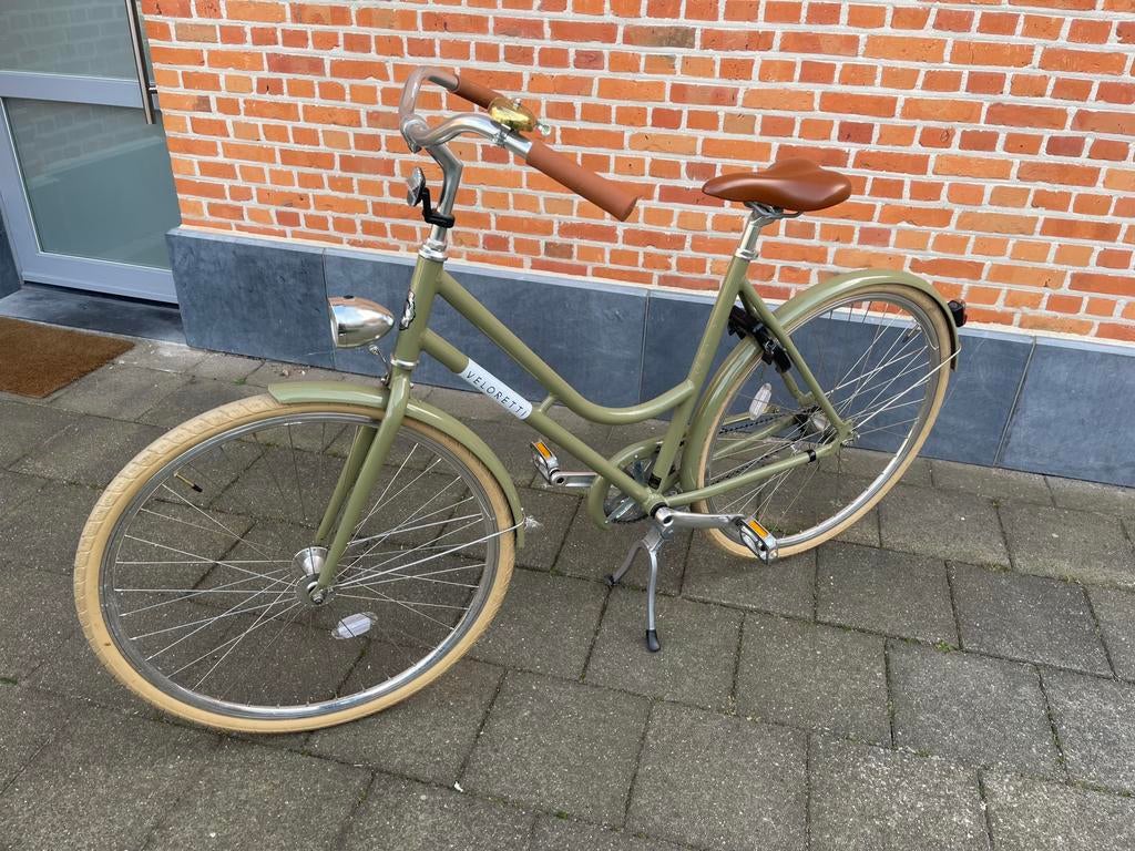 Veloretti damesfiets olijfgroen stijlvolle retro fiets, Terugtraprem, (Extra) lage instap, Zo goed als nieuw, 50 tot 53 cm