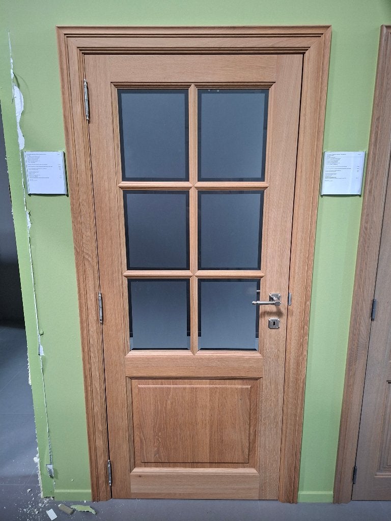 Deur massief eik met glaswerk, Doe-het-zelf en Bouw, Hout en Planken, Ophalen, Nieuw