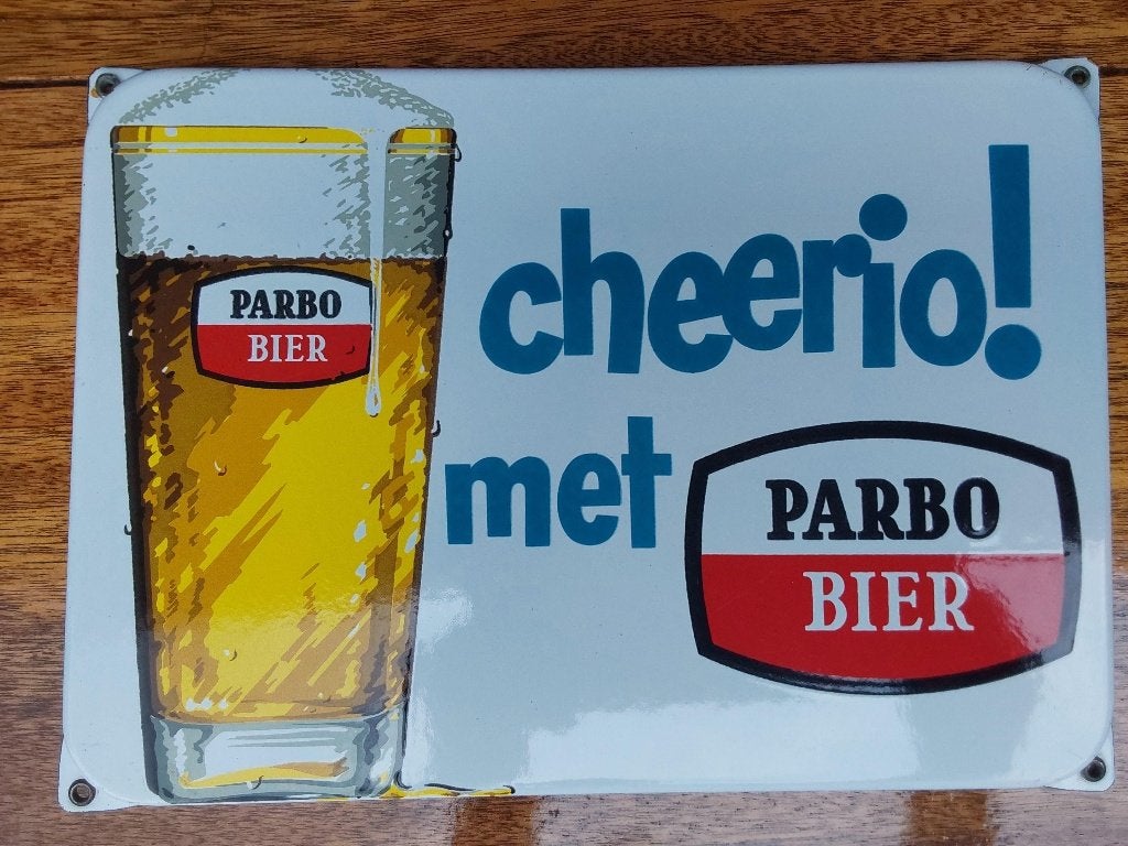 Emaille Reclamebord Bord PARBO BIER, Ophalen of Verzenden, Zo goed als nieuw, Reclamebord
