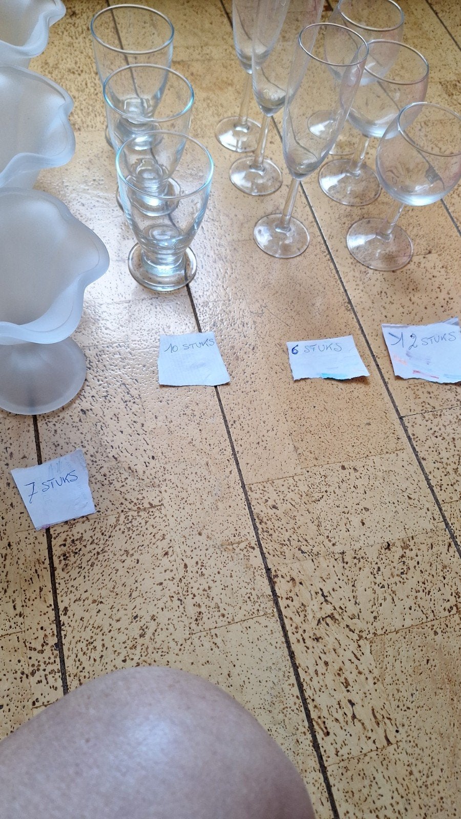 glazen en ijscoupe, Ophalen, Gebruikt