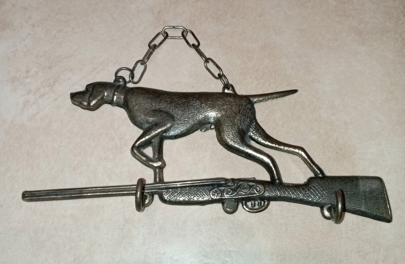 Vintage sleutelhouder hond, Verzamelen, Sleutelhangers, Gebruikt, Ophalen of Verzenden