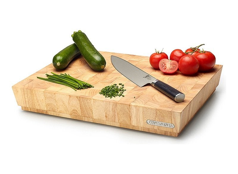 Nieuw | Kops Houten Snijplank / Hakblok 7,5cm dik rubberhout, Nieuw, Ophalen of Verzenden, Minder dan 100 cm, 25 tot 50 cm