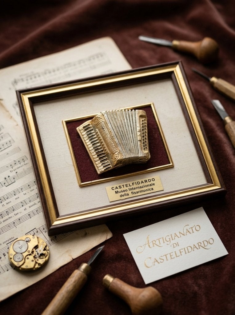 Superbe Cadre Miniature Accordéon Castelfidardo - Italie, Musique & Instruments, Enlèvement ou Envoi, Comme neuf, Bois