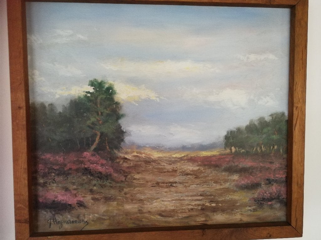 Schilderij 'Heidezicht,' olieverf, J. Heynderickx, Antiek en Kunst, Kunst | Schilderijen | Modern, Ophalen, Gesigneerd, Olieverf
