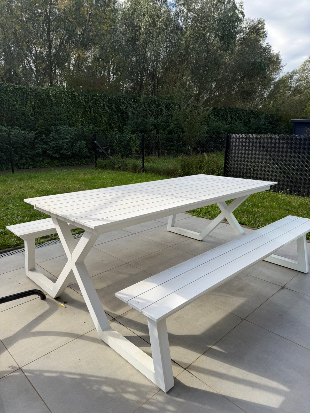 Amazing white outside table for 8 people, Jardin & Terrasse, Enlèvement, Comme neuf