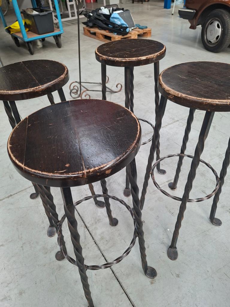 Mooie vintage barkrukken smeedwerk eiken, Ophalen
