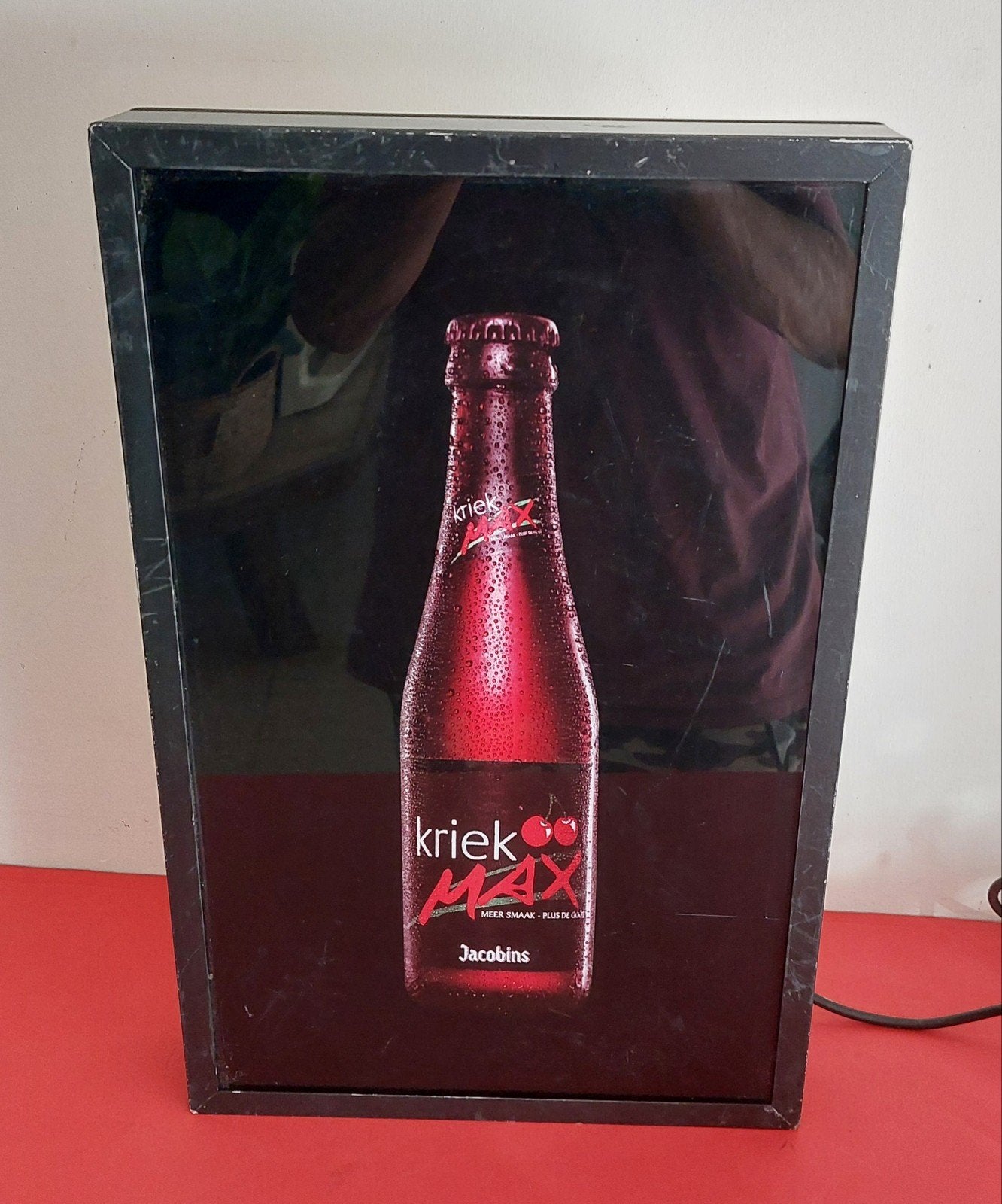 Enseigne lumineuse Kriek Max vintage, Collections, Marques & Objets publicitaires, Utilisé, Table lumineuse ou lampe (néon), Enlèvement ou Envoi