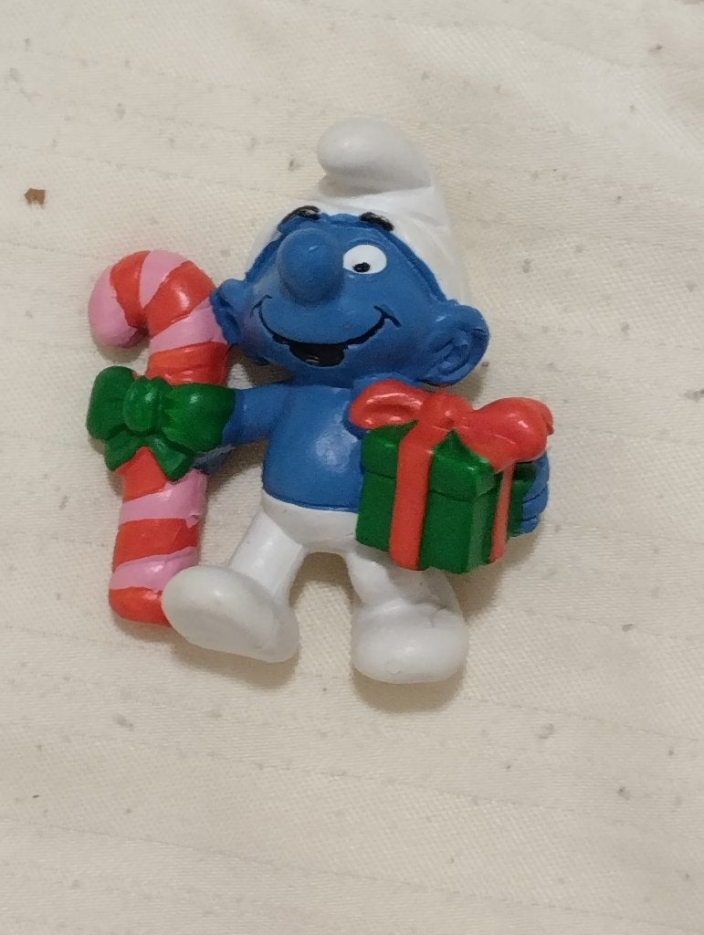 kerst smurf met snoepstok en geschenk, Collections, Enlèvement ou Envoi, Schtroumpfette