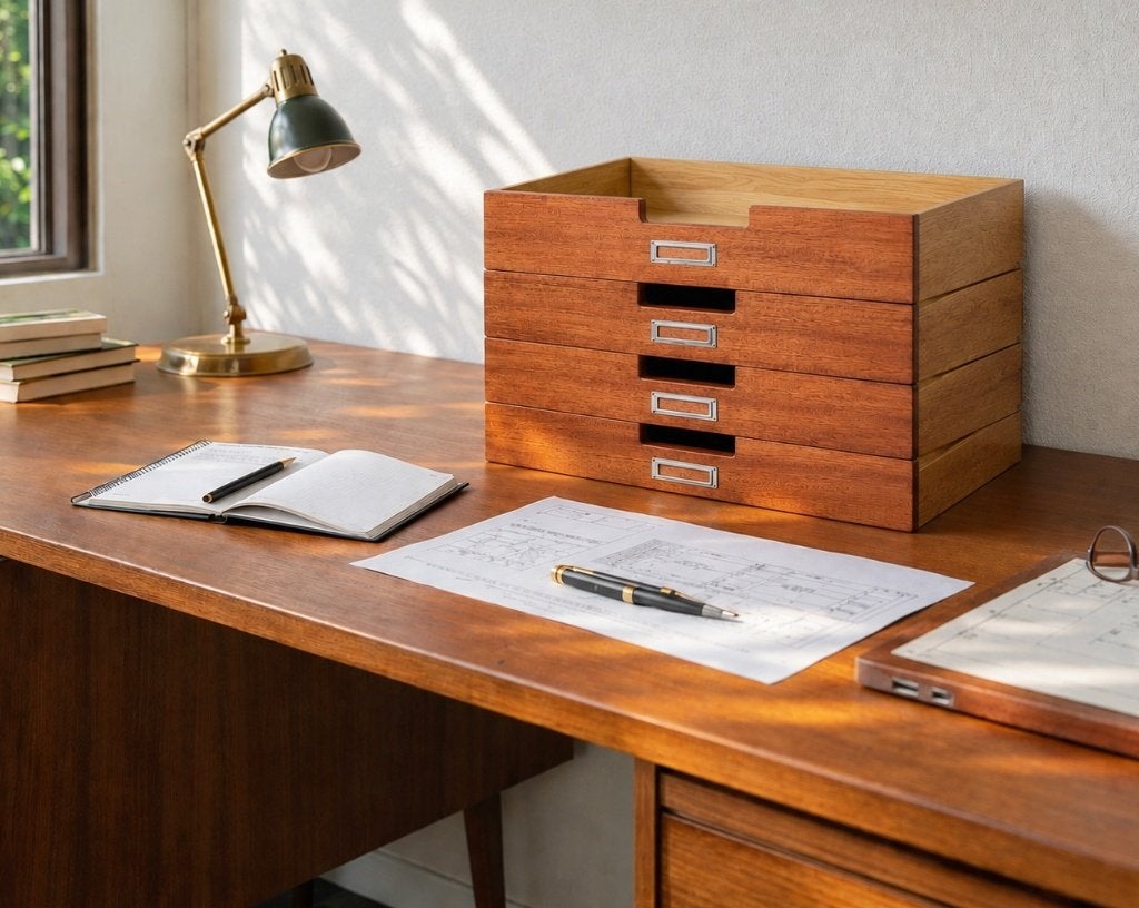 Prachtige vintage teakhouten bureau organizers, Vintage, Ophalen of Verzenden, Zo goed als nieuw