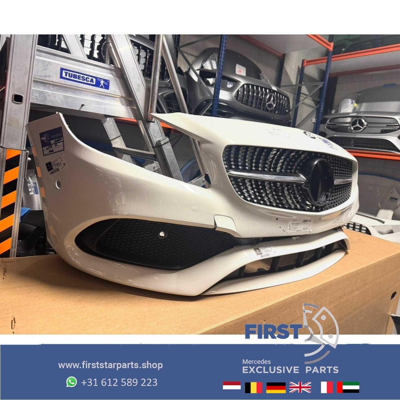 W176 FACELIFT AMG Voorbumper COMPLEET Mercedes A Klasse 2018, Gebruikt, -, Voor, Ophalen of Verzenden
