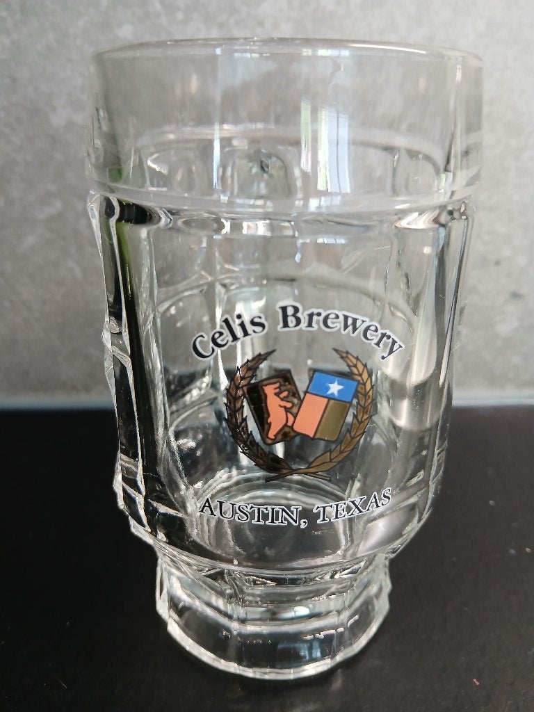 Prachtige glazen beker van CELIS BREWERY AUSTIN TEXAS, Verzamelen, Ophalen of Verzenden, Zo goed als nieuw, Pul(len), Overige merken