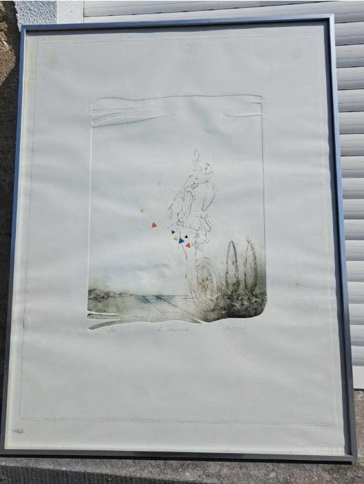 eau forte le musicien signe capitan, Antiquités & Art, Art | Eaux-fortes & Gravures, Enlèvement ou Envoi
