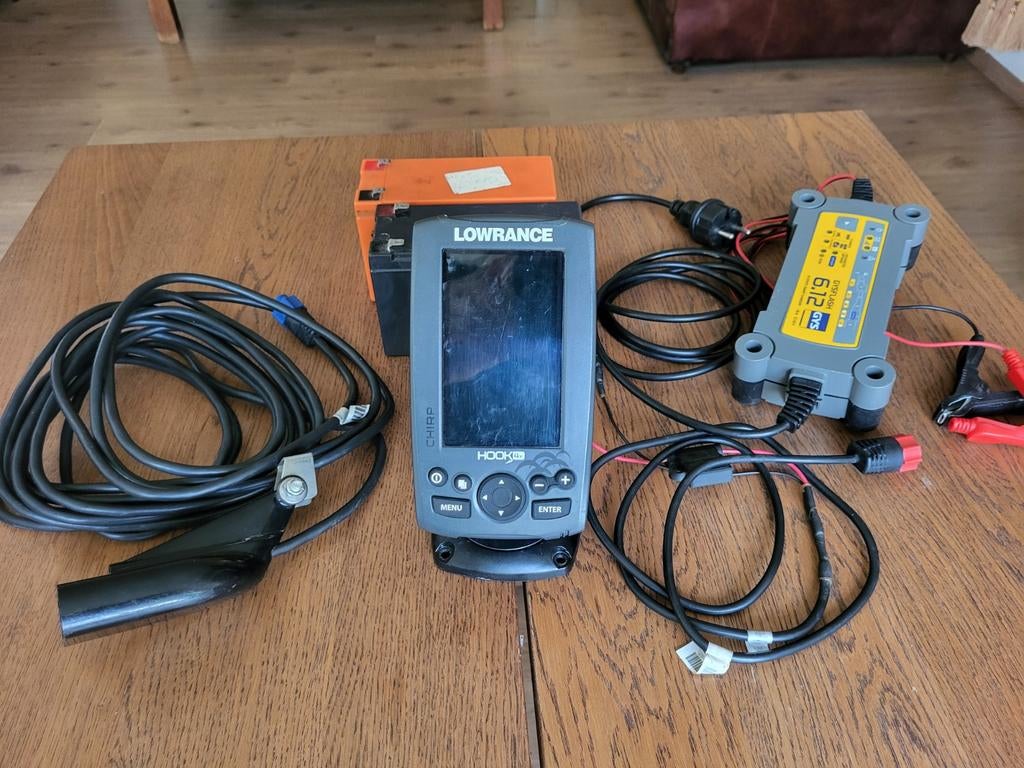 Lowrance Hook4x CHIRP met DownScan – Compleet pakket – €75, Watersport en Boten, Ophalen of Verzenden, Gebruikt, Kaartplotter of Fish Finder