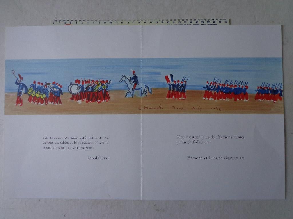 litho naar Raoul Dufy "Het défilé" gedrukt Mourlot in 1965, Ophalen of Verzenden