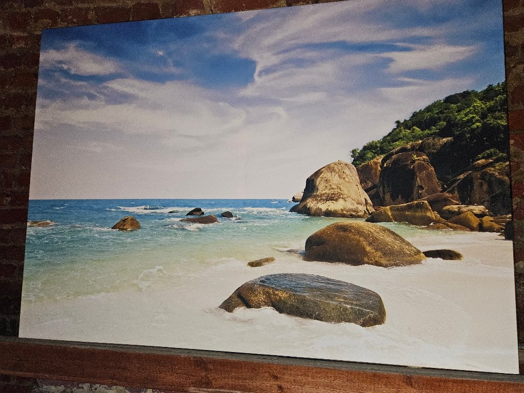 Canvas strand zee rotsen 100 x 140 cm, Ophalen of Verzenden, Zo goed als nieuw