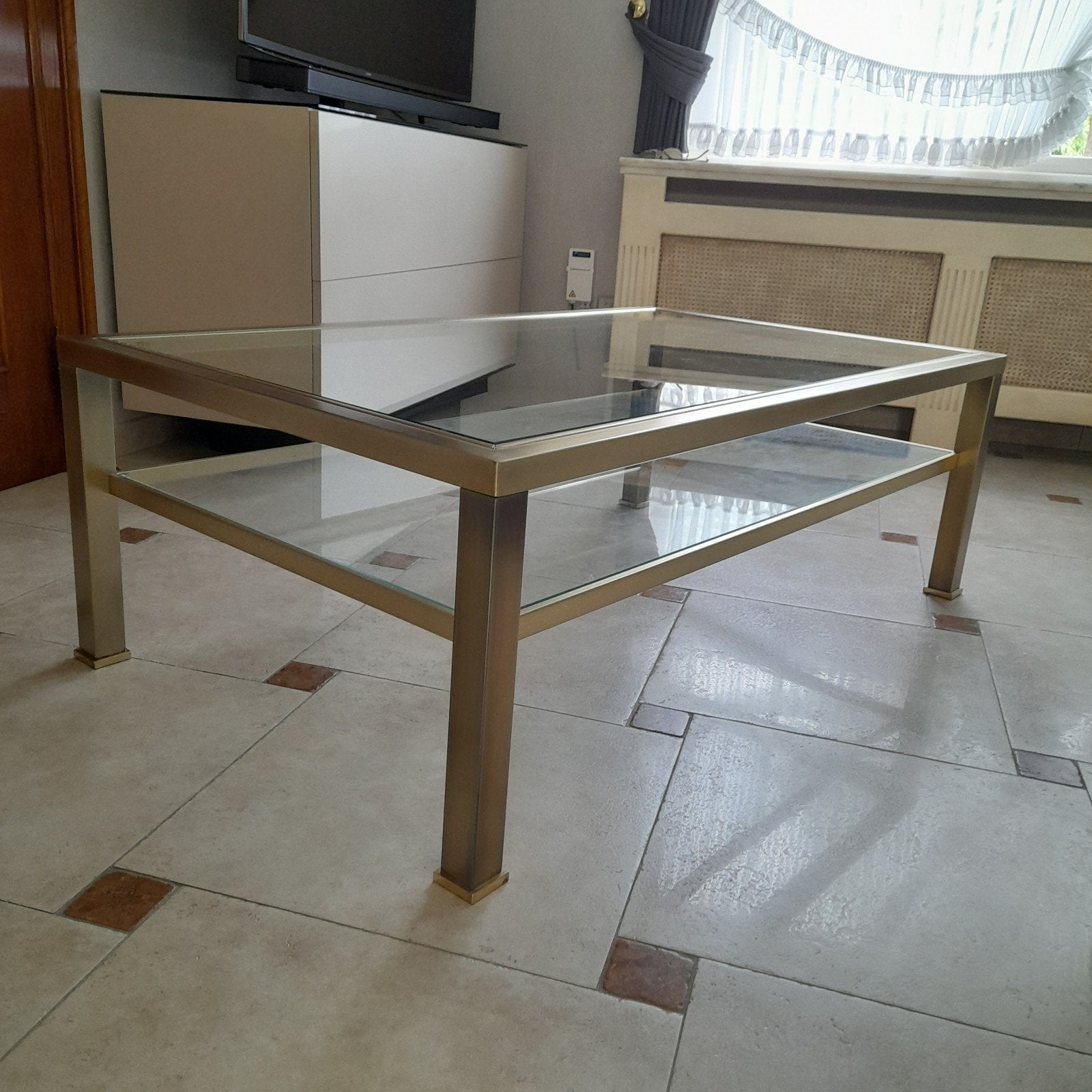 Salontafel, Modern klasiek, Metaal of Aluminium, Zo goed als nieuw, 75 cm of meer