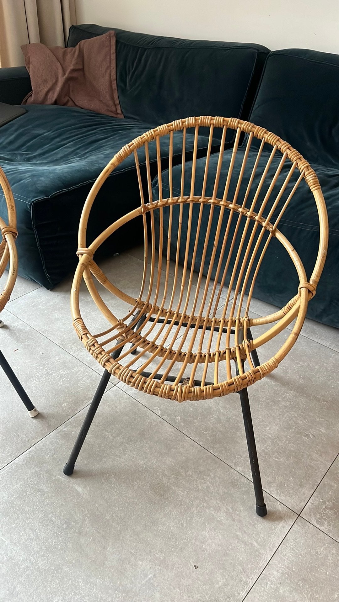 2 vintage rotan stoeltjes, Ophalen, Gebruikt, Hout, Rotan vintage