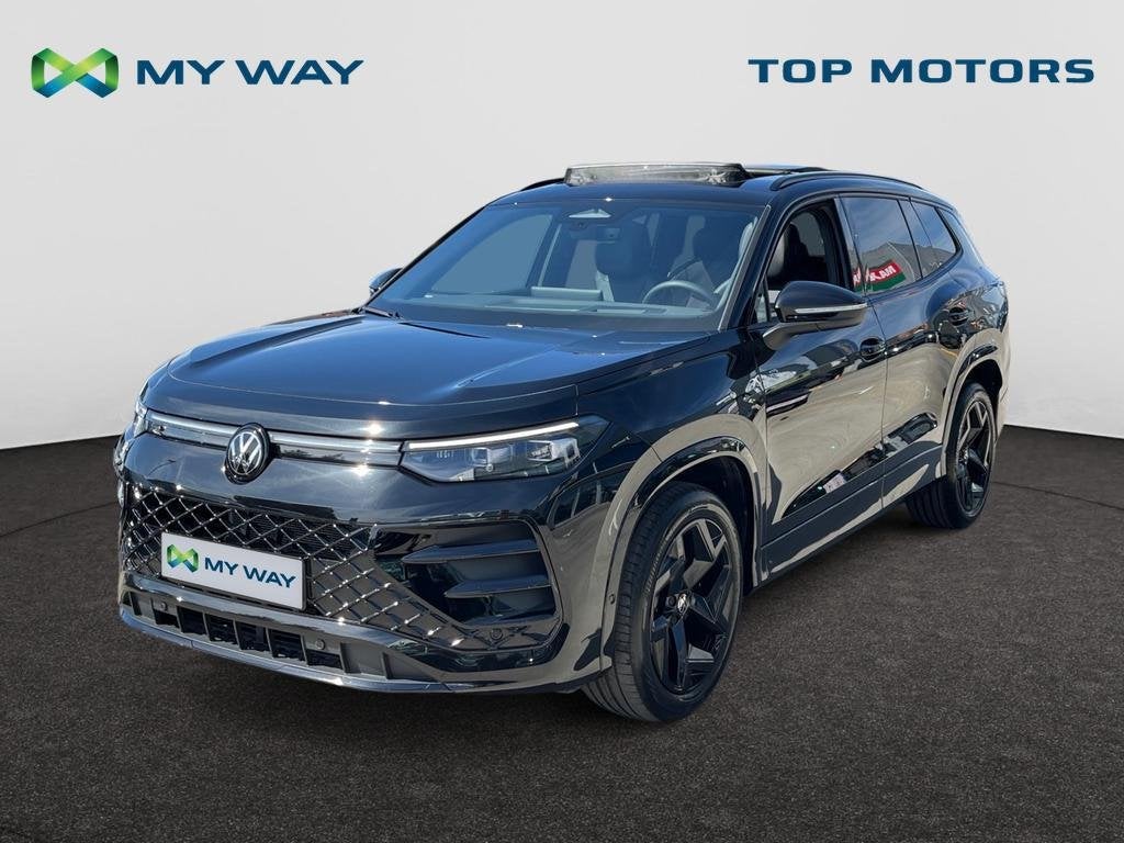 Volkswagen Tayron R-LINE*AUTOMAAT*150PK*7 ZITPL.*PANODAK*CAM, Automaat, Lederen bekleding, Zwart, 143 g/km