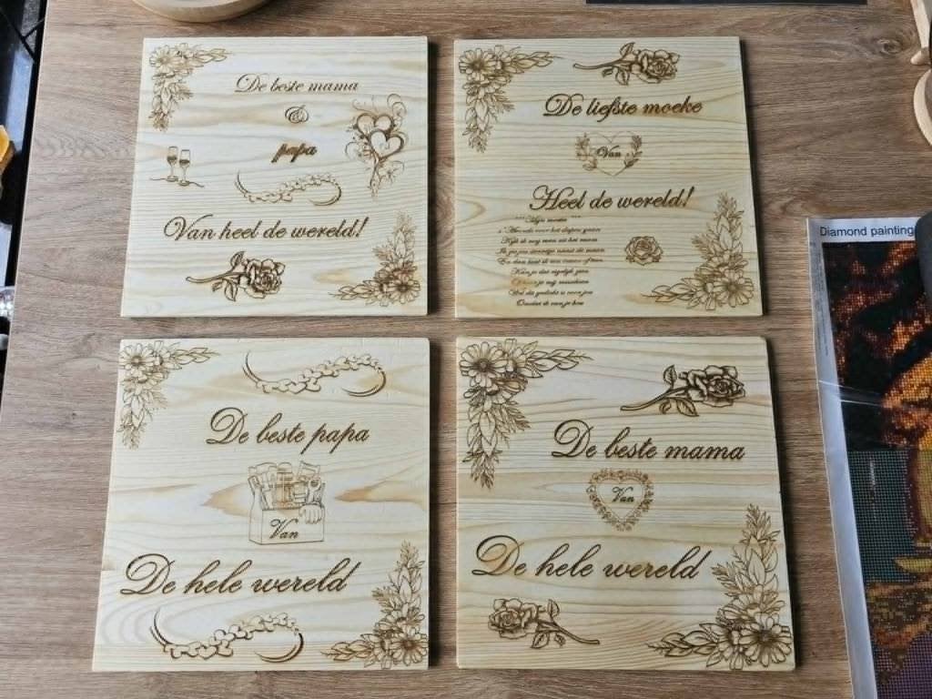 Texte gravé au laser sur plaque de pin de 30 cm x 30 cm, Gravure, Vie quotidienne, Avec texte, 30 cm