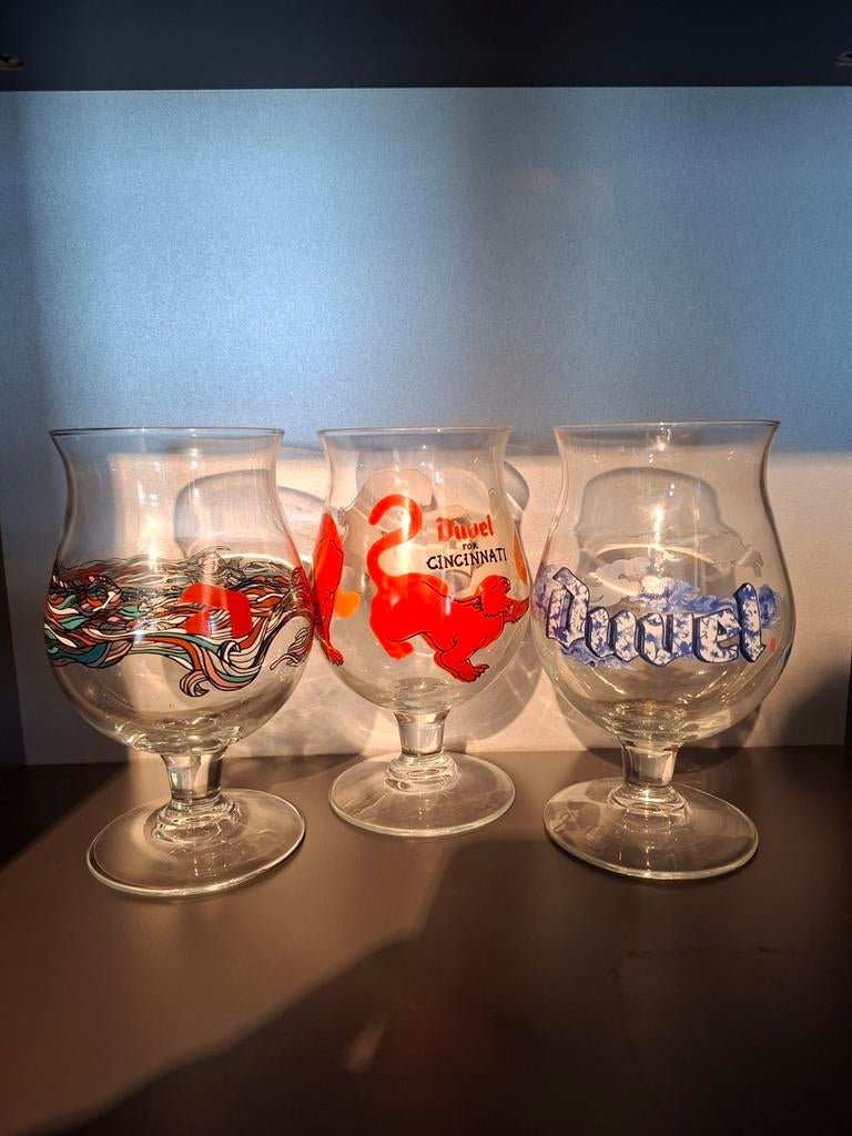 Drie verschillende duvel glazen, Verzamelen, Ophalen of Verzenden, Duvel