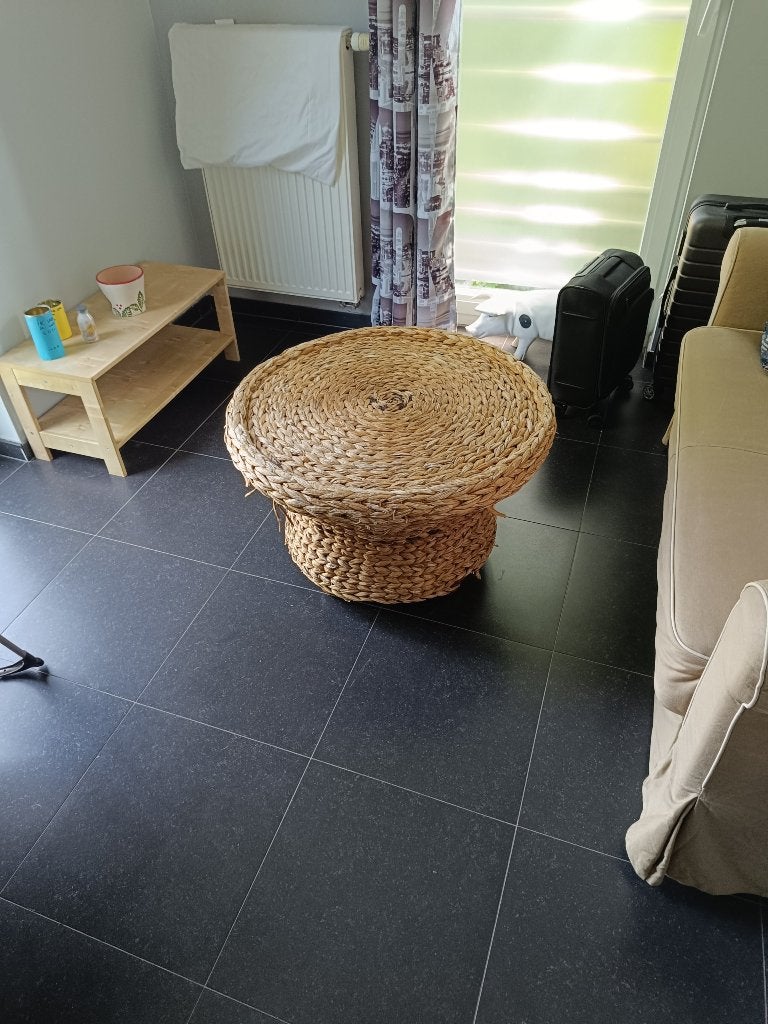 Ronde rieten tafel 80 cm, Ophalen, Gebruikt, Rond, Riet