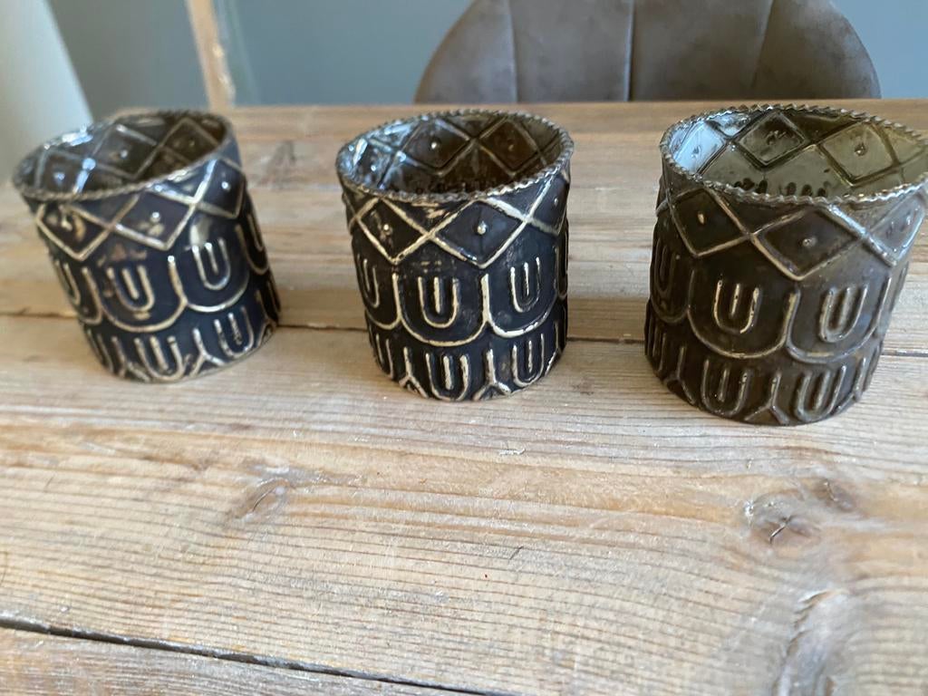 Theelichthouders 3 stuks, Ophalen, Zo goed als nieuw
