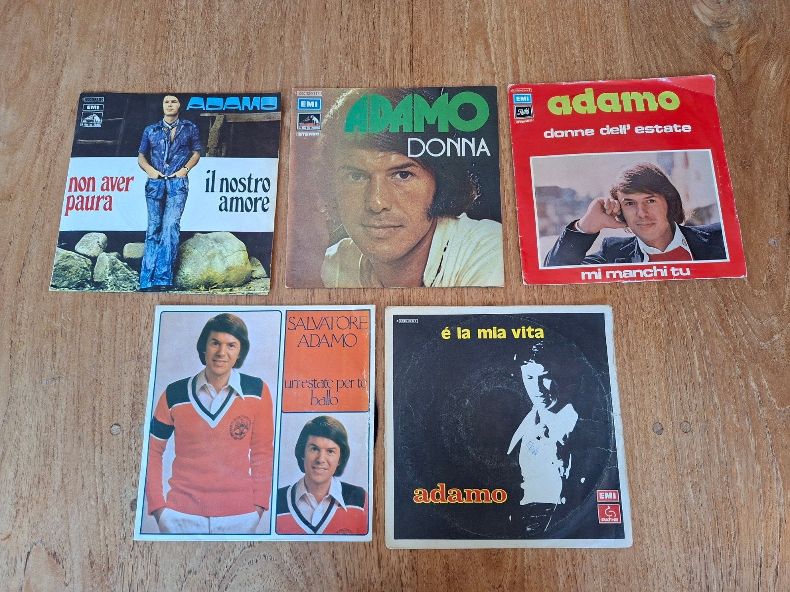 vinyl - lot Italiaanse singles Adamo Salvatore (1971 tot 76), Gebruikt, Overige genres, 7 inch, Ophalen of Verzenden