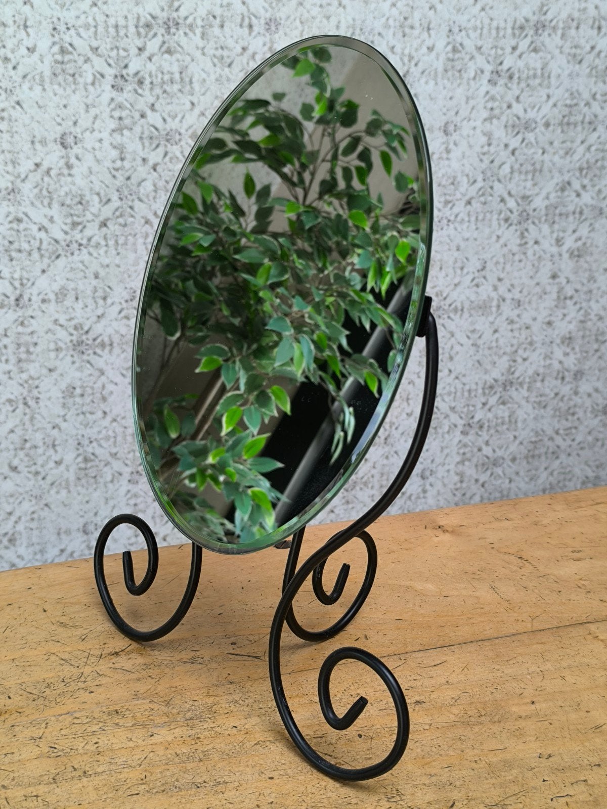 Ikea MYKEN Miroir de table en métal. (Vintage 1999)., Moins de 100 cm, Enlèvement, Utilisé, Ovale
