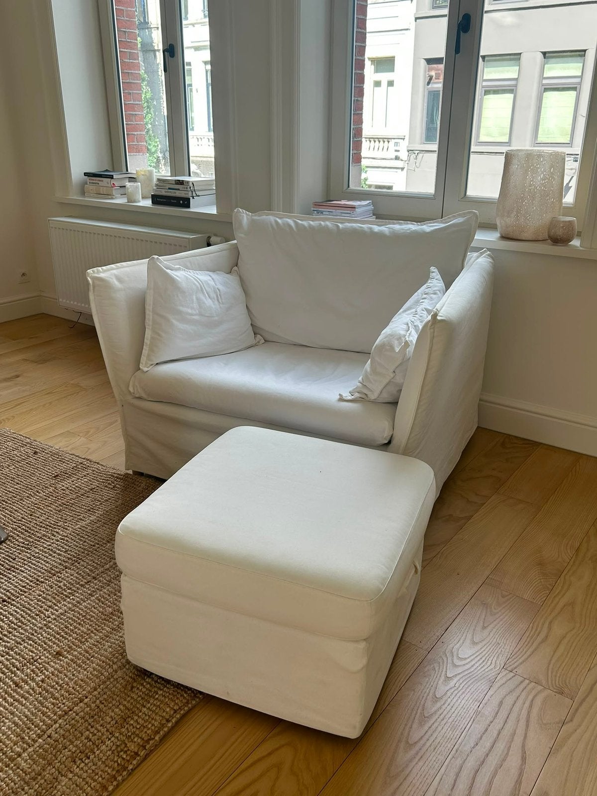 Fauteuil en poef, Huis en Inrichting, Ophalen, Zo goed als nieuw